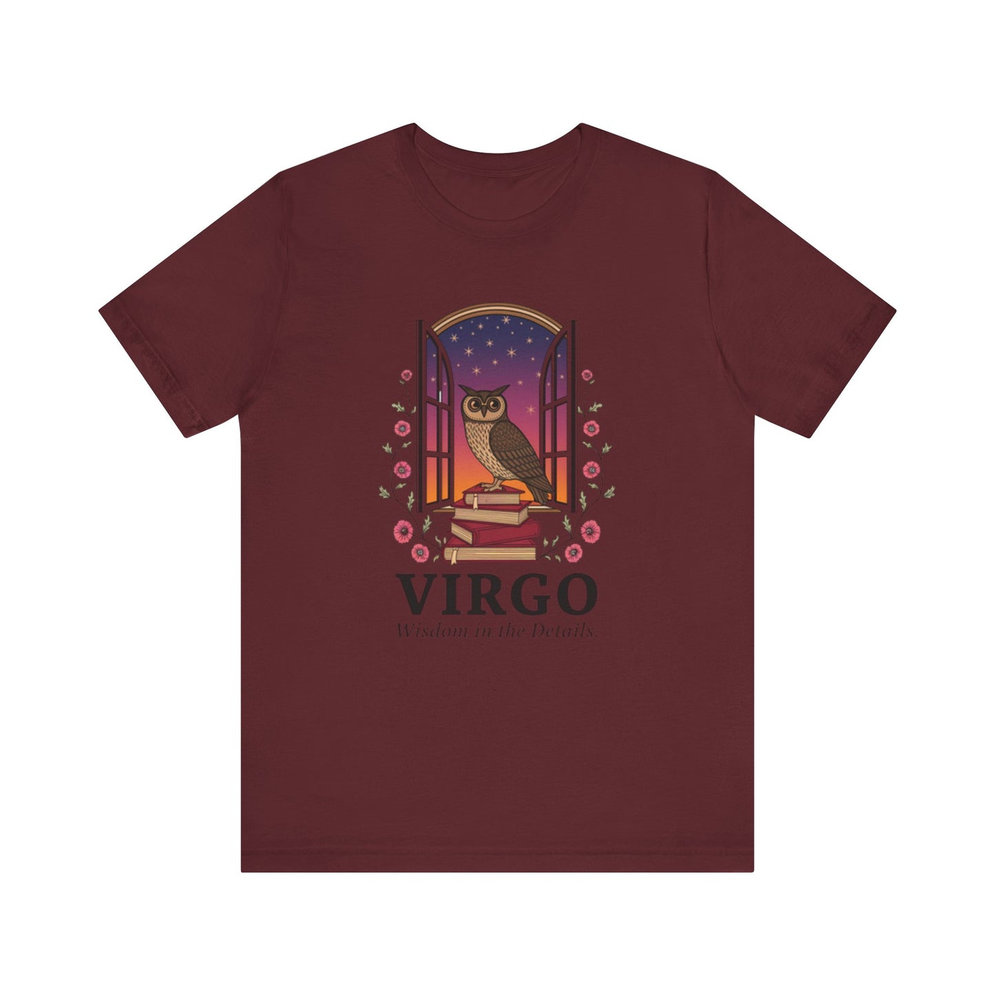 "Virgo Owl T-Shirt – Unisex Zodiac Tee | Astrology Gift & Cozy Casual Wear"